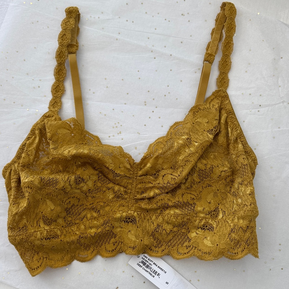Lace Bralette in Mustard Yellow - Women Intimates